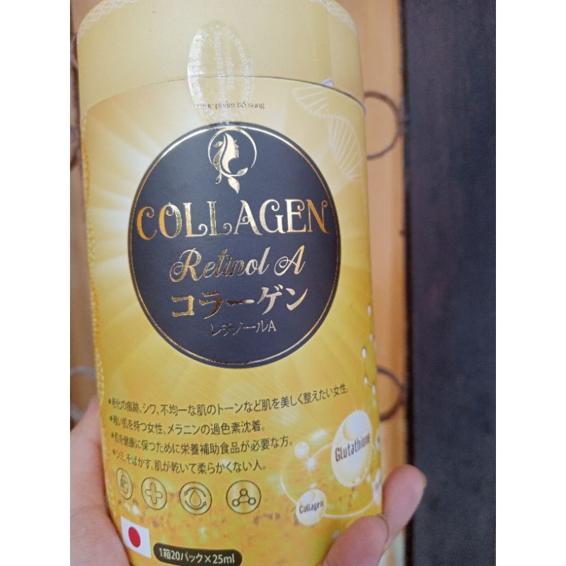 Hộp 20 gói Nước uống collagen retinol A, glutathione, vitamin E C giúp đẹp trắng da, chống lão hóa