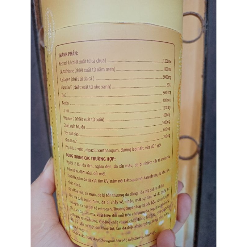 Hộp 20 gói Nước uống collagen retinol A, glutathione, vitamin E C giúp đẹp trắng da, chống lão hóa