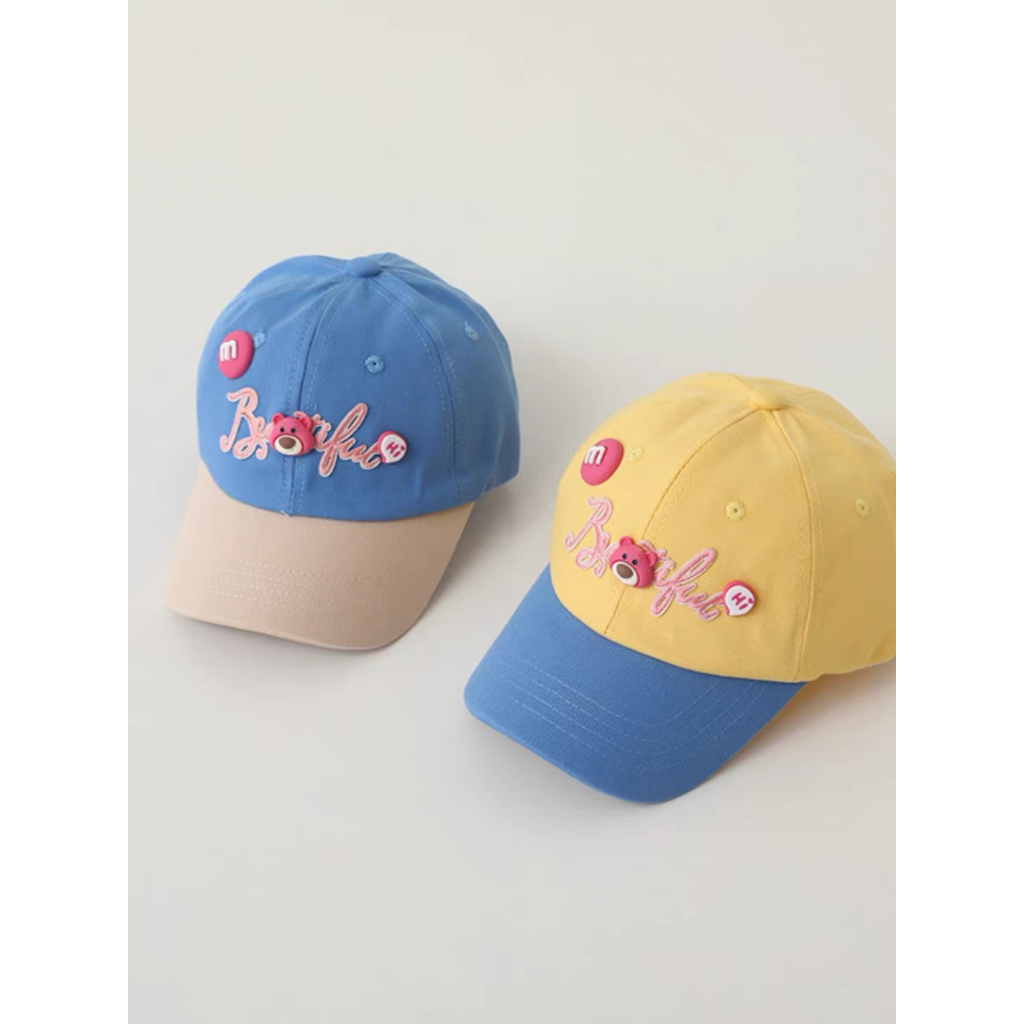 Mũ lưỡi trai vải cotton mềm cao cấp đính họa tiết sticker gấu dâu baby  lotso nhiều màu xinh xắn