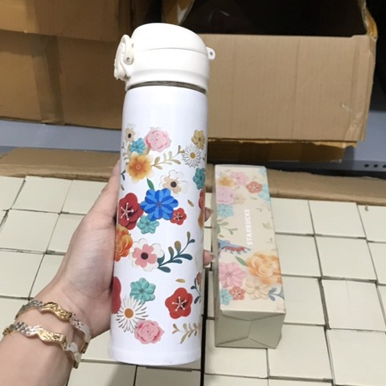 Bình giữ nhiệt Starbucks mẫu Hoa lá