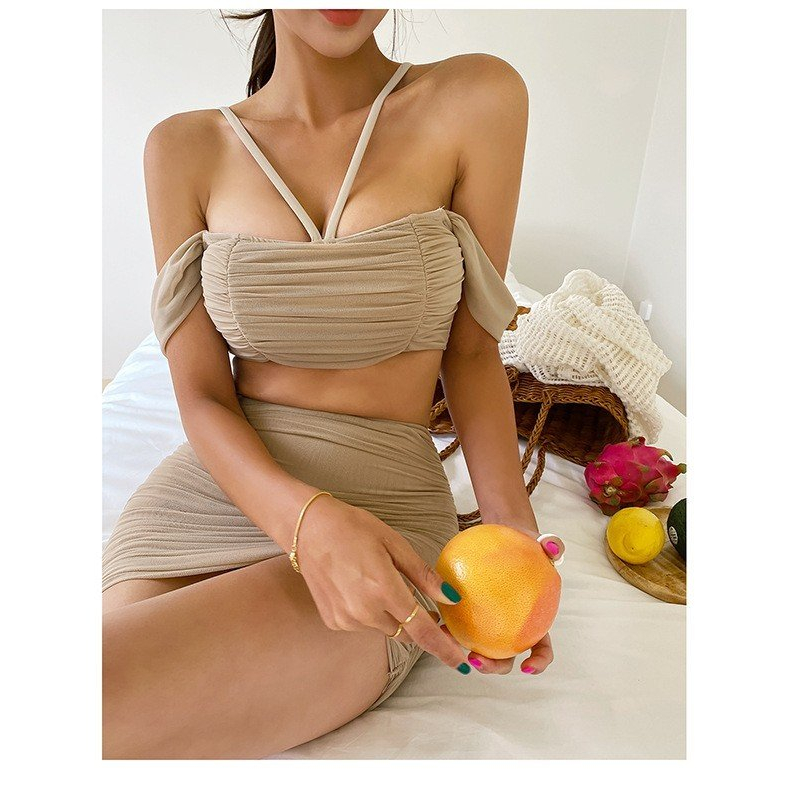 BikiniStoreVn : Đồ bơi áo trễ vai váy B193 - Bikini váy lưới - Đồ bơi váy