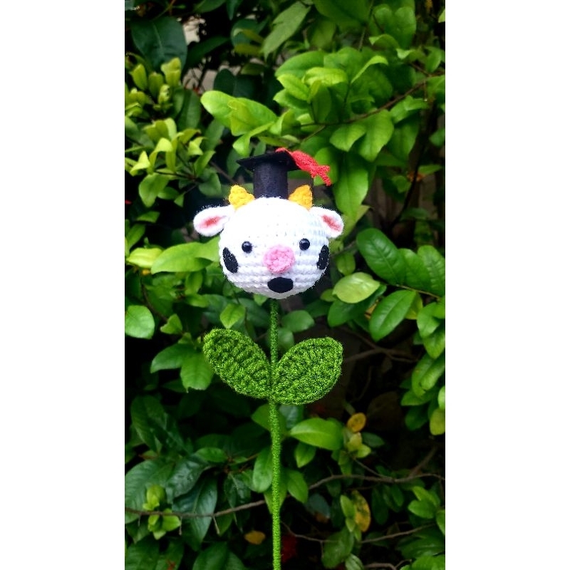 Cành hoa len thú tốt nghiệp + gấu, heo, thỏ, cừu, voi hàng sẵn