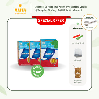 [ƯU ĐÃI TẶNG CỐC GOURD] Trà Nam Mỹ Yerba Mate x 3 gói 180gr TẶNG 1 Cốc Gourd màu ngẫu nhiên - Date Best Before 11/2023