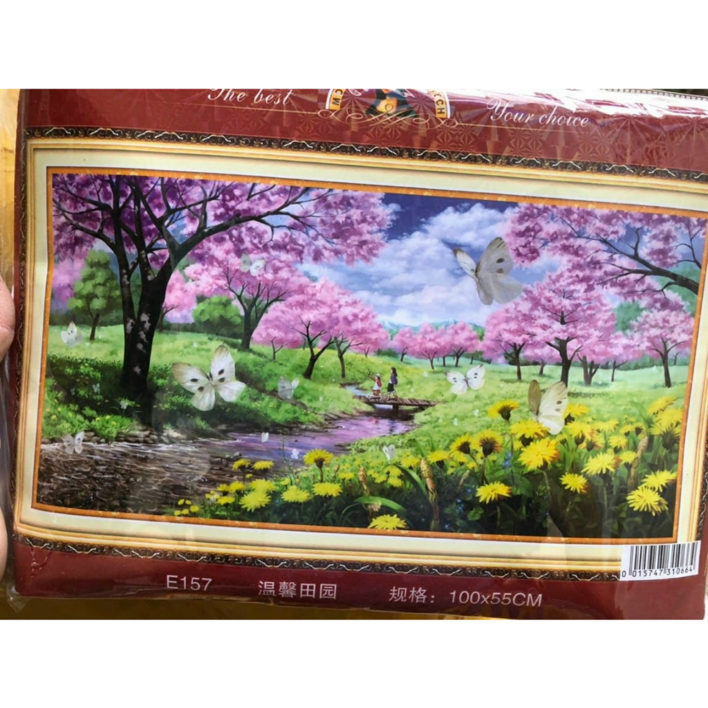 Tranh thêu kín Mùa Xuân E157 - tranh chưa thêu