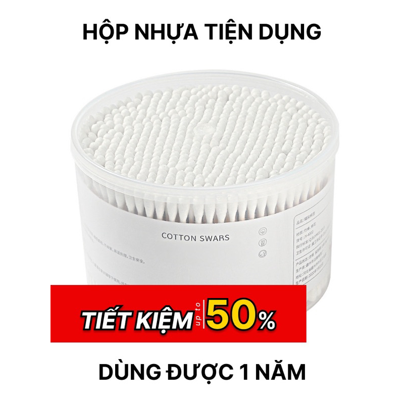 Hộp 200 Chiếc Tăm Bông Ngoáy Tai 2 Đầu