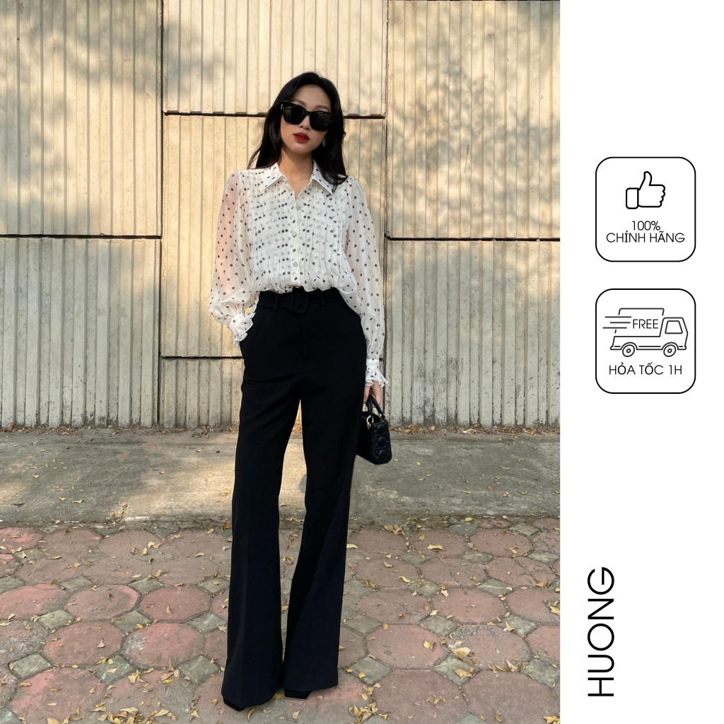 Áo sơ mi lụa chấm bi Dotty Silk Blouses HUONG BOUTIQUE HBSM1095