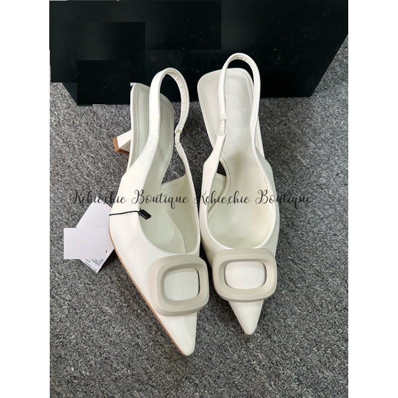 CG13- Giày Cao Gót Trắng ZB Xuất Dư Fullbox+Kèm ảnh Thật