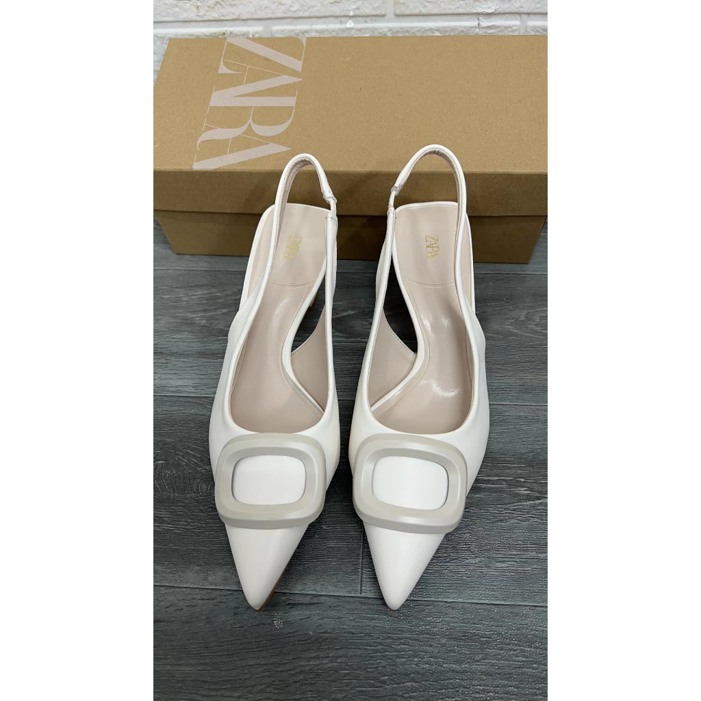 CG13- Giày Cao Gót Trắng ZB Xuất Dư Fullbox+Kèm ảnh Thật