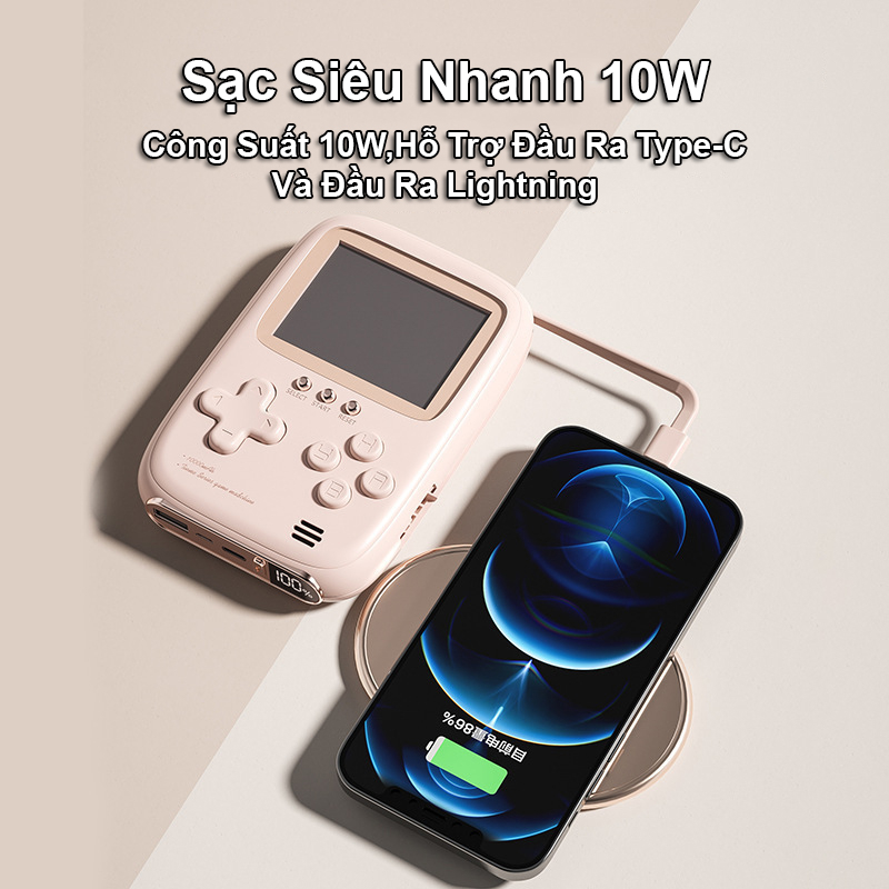 Máy Chơi Game Cầm Tay 500 Trò Chơi Kiêm Sạc Dự Phòng 10000mah Tích Hợp Màn Hình Led,Máy Chơi Game Cổ Điển