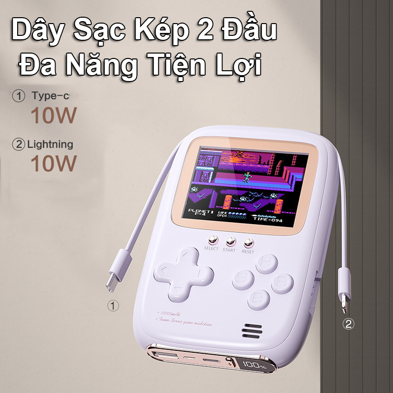 Máy Chơi Game Cầm Tay 500 Trò Chơi Kiêm Sạc Dự Phòng 10000mah Tích Hợp Màn Hình Led,Máy Chơi Game Cổ Điển