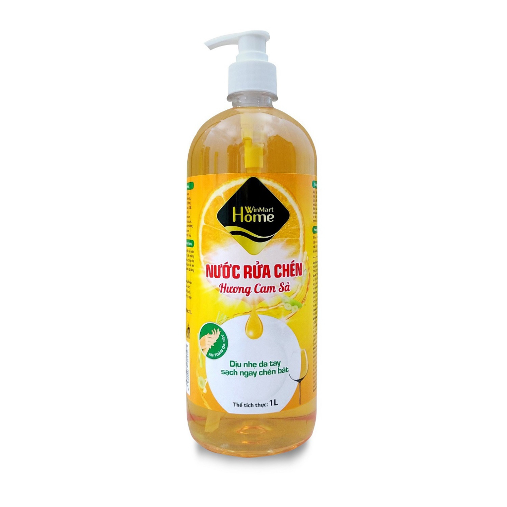 (WinMart Home) Nước rửa chén sả cam chai có vòi chai 1L