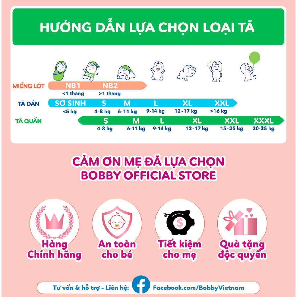 Tã dán Bobby size L cho bé từ 8-15kg lõi nén cotton-soft 3mm