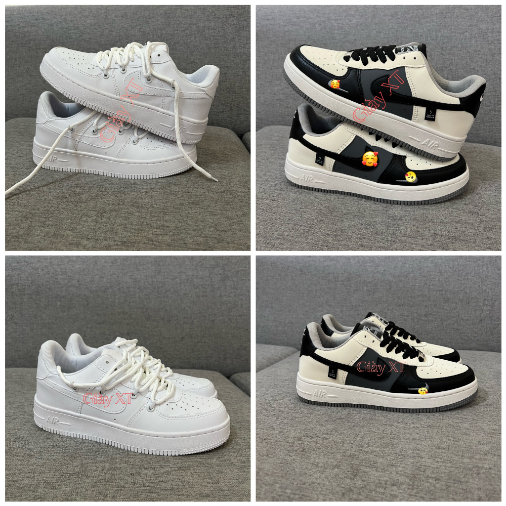 Giày Nike_Trắng Af1 Dây kép, giày af1 đế xám Air force 1 One màu hoot trend 2023 full Nam Nữ