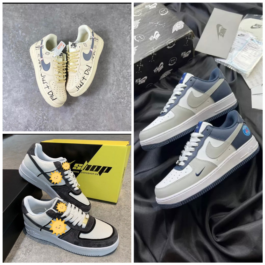 Giày Nike_Xám chuột psg custoom, Giày Air Force 1 One các mẫu mới 2023 full nam nữ