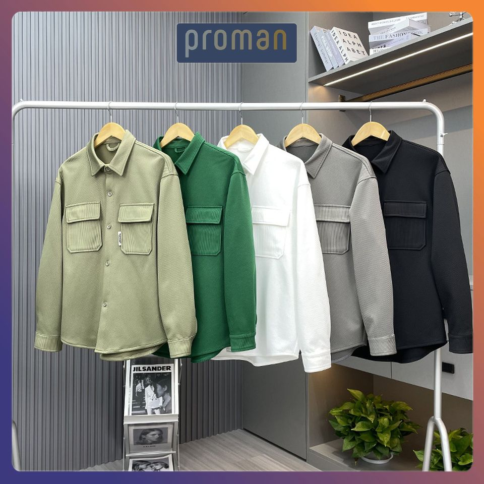Áo Sơ Mi Nam Nữ Dài Tay Có Cổ Chất Cotton Cao  Cấp SM03 - PROMAN