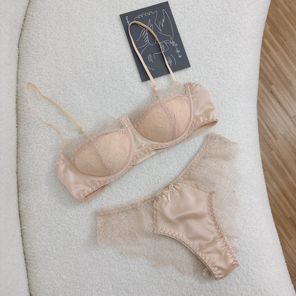 Bộ Đồ Lót Nữ iBRA'S STORE Áo Ngực ren và Quần Lót Ren Xuyên Thấu sexy, Lưới mỏng Thoáng Khí quyến rũ A27