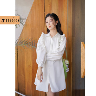 Váy liền nữ Méo shop cổ sơ mi tay lỡ dáng ngắn mini kiểu hàn Mianta