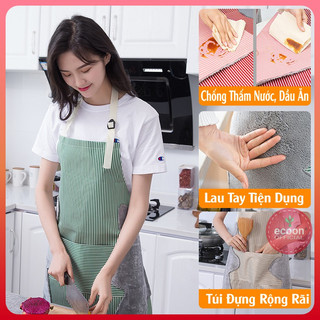 Tạp dề chống thấm nước, tạp dề nấu ăn pha chê có miếng lau tay túi đựng đồ kiểu nhật bản TDK01