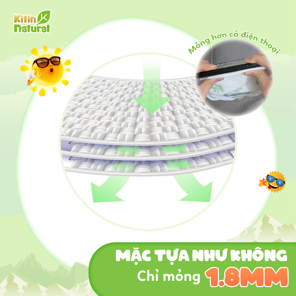 Combo 3 bịch Tã/Bỉm Kitin Natural dán Kitin Natural size NB56/S50/M44/L40