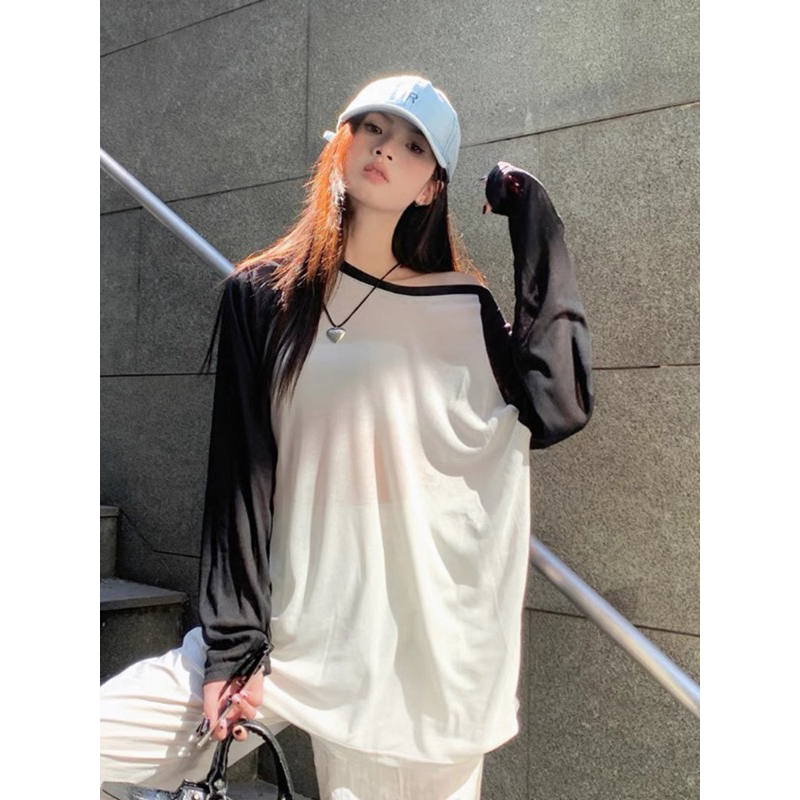 Áo sweater tay raplang basic đen trắng thu đông nỉ nam nữ unisex