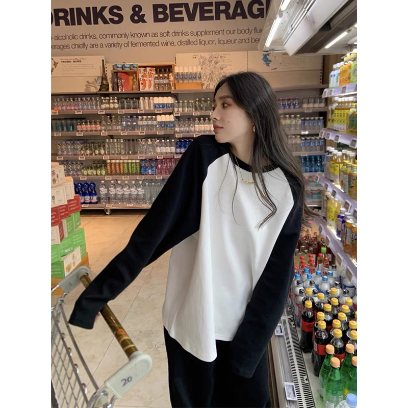 Áo sweater tay raplang basic đen trắng thu đông nỉ nam nữ unisex