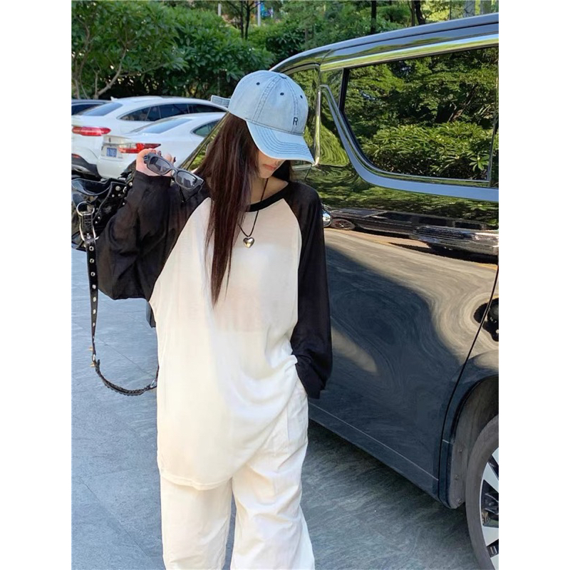 Áo sweater tay raplang basic đen trắng thu đông nỉ nam nữ unisex