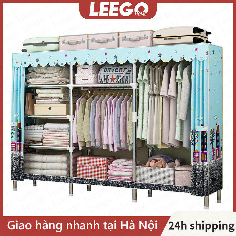 Leego Tủ Quần Áo 26MM Tủ Vải Kệ Tủ Vải Đựng Quần Áo Khung Gỗ dễ lắp đặt 2m5 khung thép siêu to chống thấm nước Bền bỉ