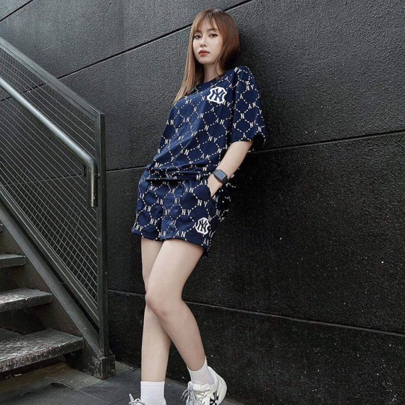 Set Đồ Bộ Nữ áo thun quần đùi MLB họa tiết 7 màu In Full Monogram Chất Cotton 100% Màu Siêu Xinh. phong cách Hàn Quốc