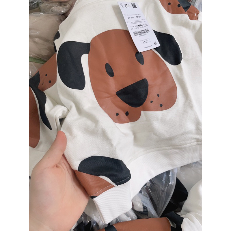 Bộ nỉ bé trai hình cún nâu tai dài