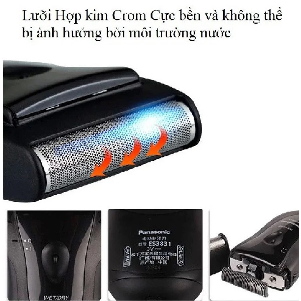 Máy Cạo Râu Pana ES3831 Cạo Ướt Và Khô Pin Rời
