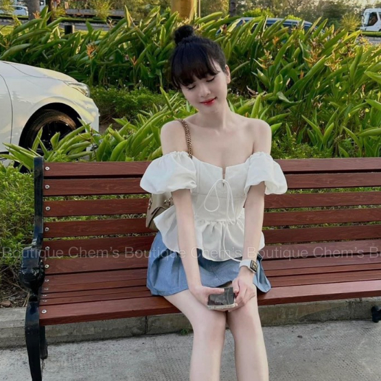 Áo sơ mi cổ vuông tay phồng C625