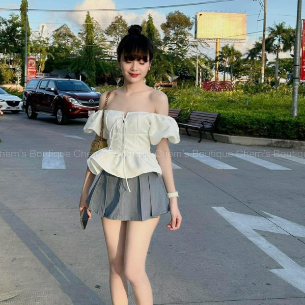 Áo sơ mi cổ vuông tay phồng C625