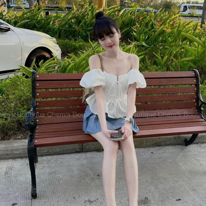 Áo sơ mi cổ vuông tay phồng C625