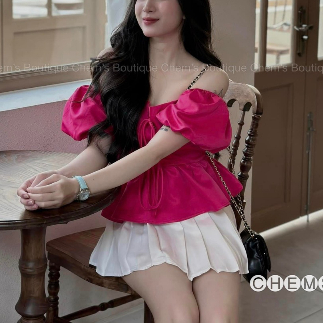 Áo sơ mi cổ vuông tay phồng C625