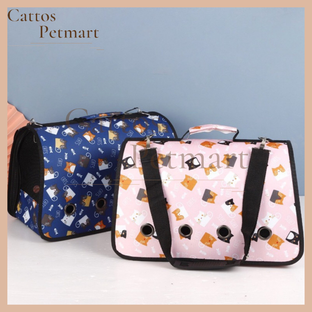 Túi vận chuyển thú cưng - lồng vận chuyển cho chó mèo 3 size kèm dây đeo CATTOS PETMART