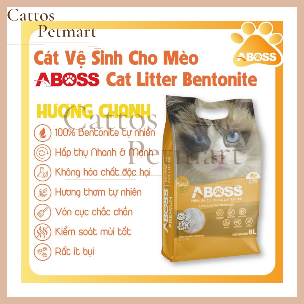 Cát vệ sinh cho thú cưng cát Aboss cho mèo hương chanh cà phê CATTOS PETMART
