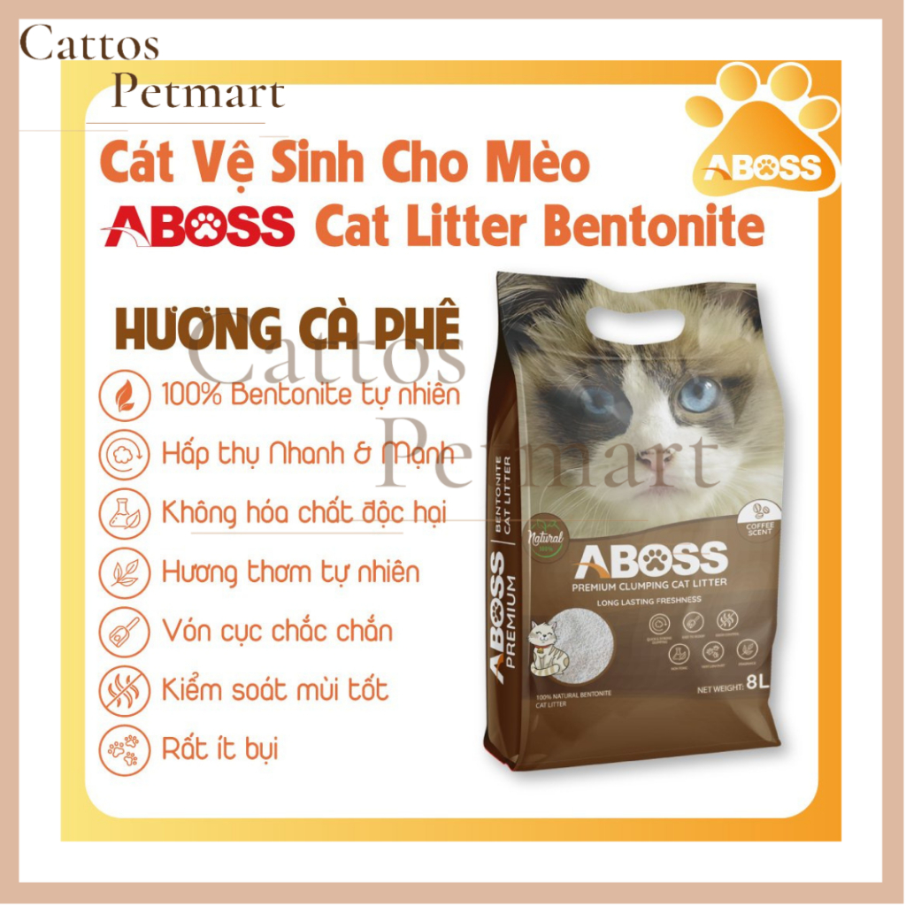 Cát vệ sinh cho thú cưng cát Aboss cho mèo hương chanh cà phê CATTOS PETMART