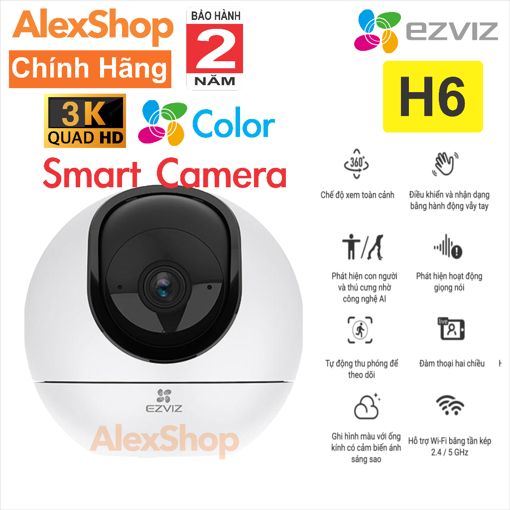 Camera Ezviz H6 3K Call Bằng Vãy Tay, Sóng Cả Sóng 5Ghz, Đàm Thoại 2 Chều - Chính Hãng