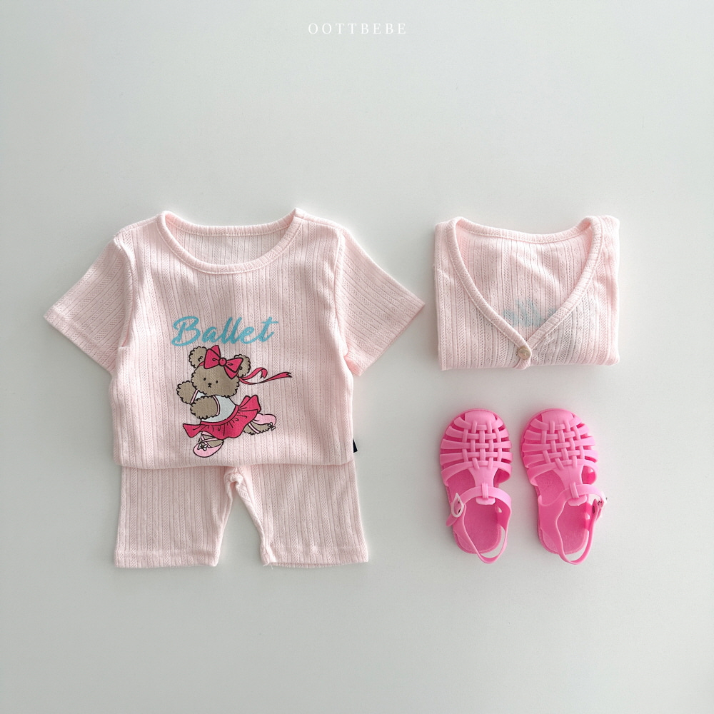 OottBebe Bộ nhà Homewear Jacquard 5 màu gấu gân pastel Hàn Quốc cho bé