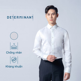 Áo sơ mi nam tay dài Cotton chống nhăn kháng khuẩn thương hiệu Determinant - màu Trắng 
