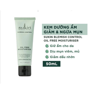 Kem Dưỡng Ẩm Giảm Mụn Sukin Blemish Control Oil Free Moisturiser 50ml