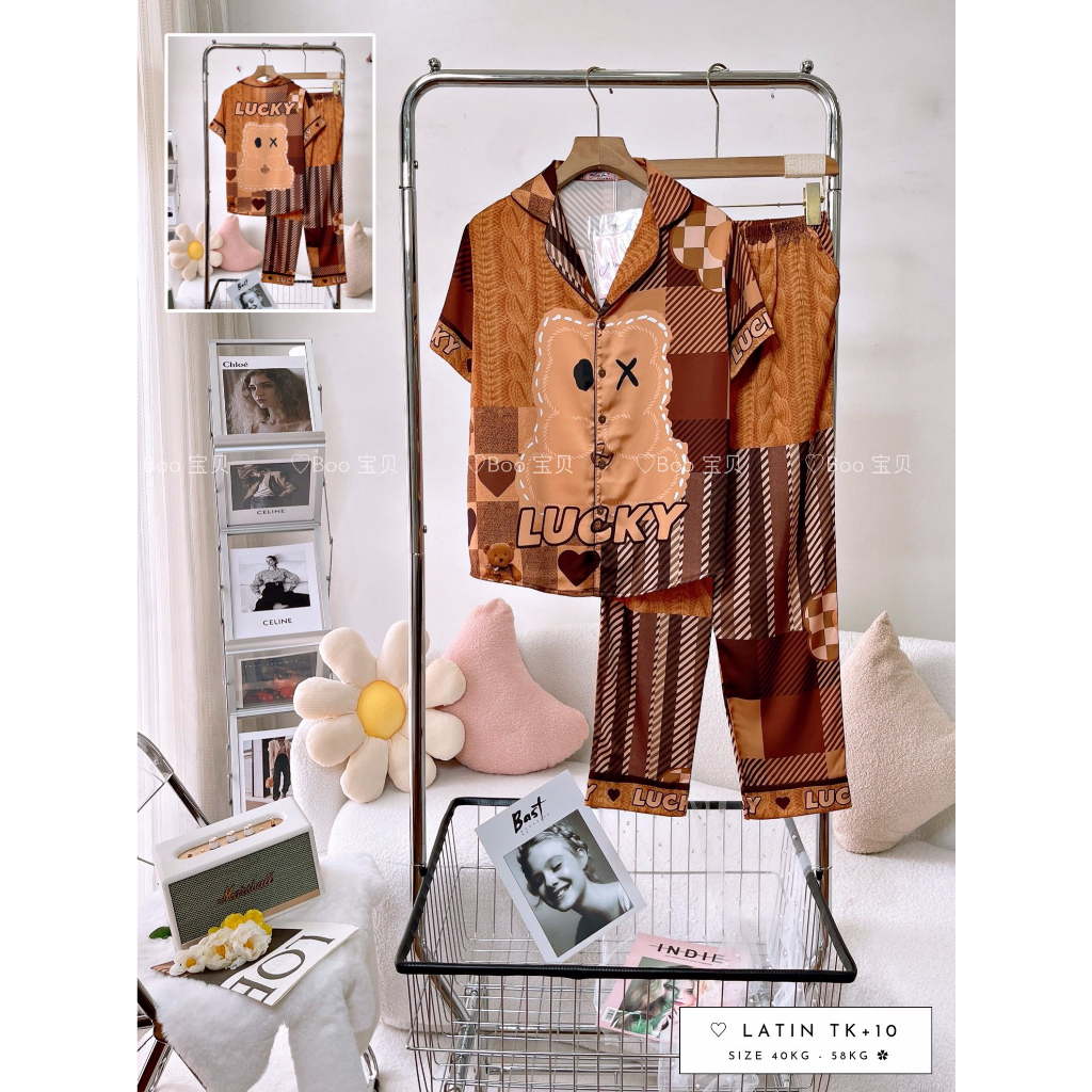 Đồ bộ latin/lụa cao cấp pijama/pijama/pyjama BOO BOO TNQD. hongduyen_2188. gấu lotso