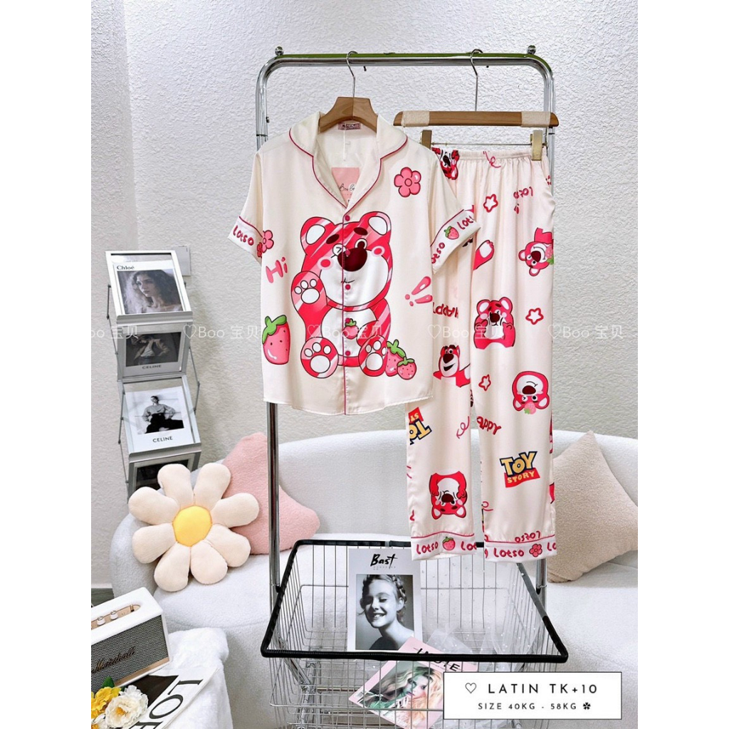 Đồ bộ latin/lụa cao cấp pijama/pijama/pyjama BOO BOO TNQD. hongduyen_2188. gấu lotso