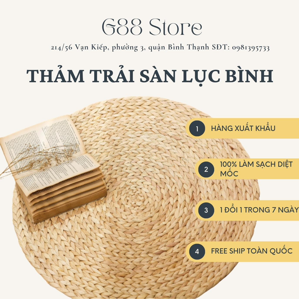 Thảm trải sàn nhiều kích thước, thảm tròn cỡ lớn, trang trí nhà cửa, phông nền chụp ảnh, thảm cho bé, thảm cói lục bình