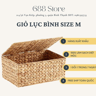 Giỏ lục bình đan tay vintage , khay đựng đồ đa năng, sọt đựng quần áo, giỏ đựng đồ và trang trí nhà cửa, giỏ cói
