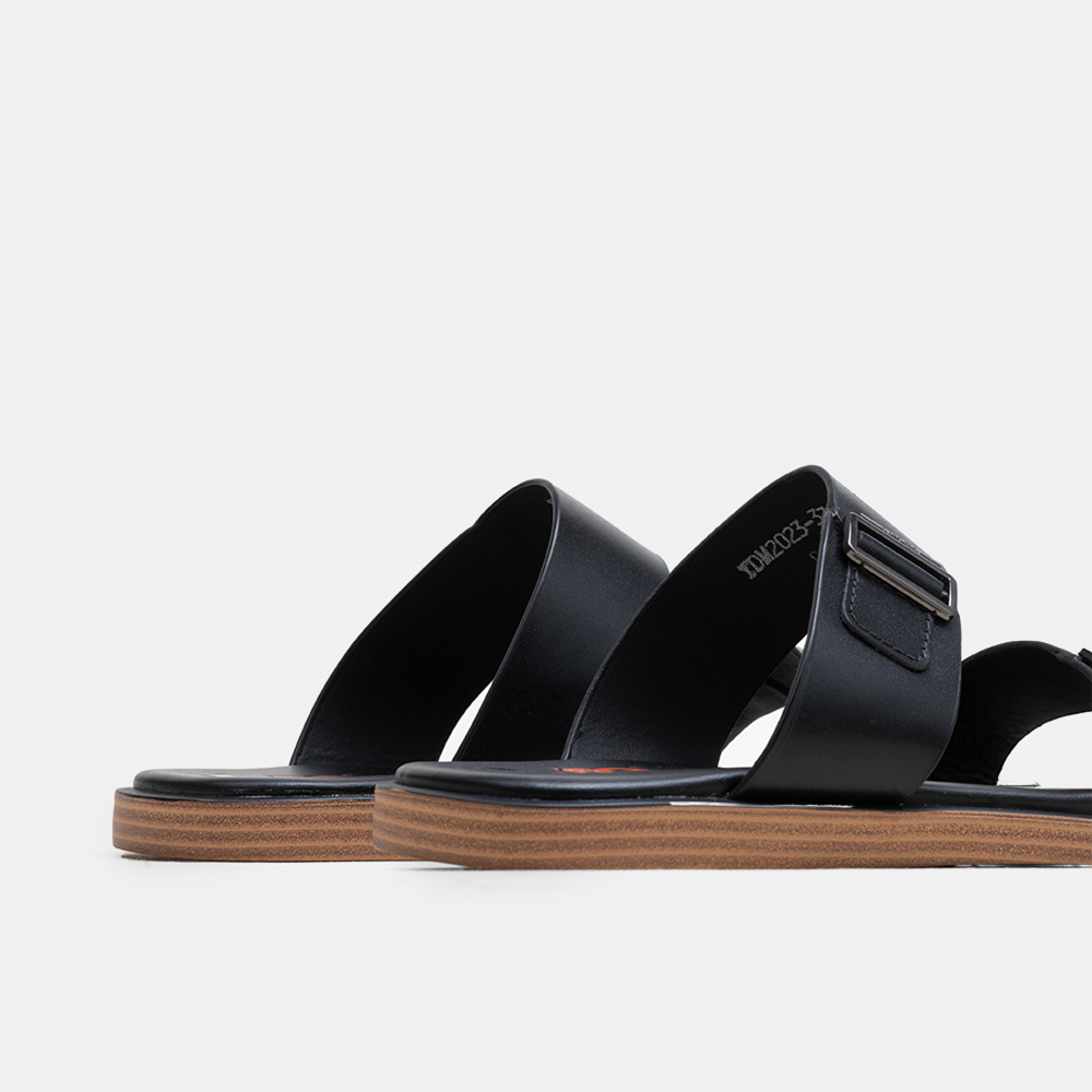 Dép da nam đế bằng 2 quai ngang chắc chắn form êm chân BQ D 2023-37