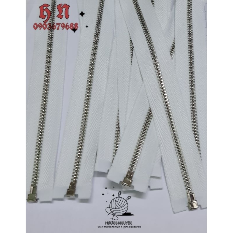 12 Dây kéo hkk BÓNG SÁNG răng 3 10cm 12cm 15cm 20cm may quần áo