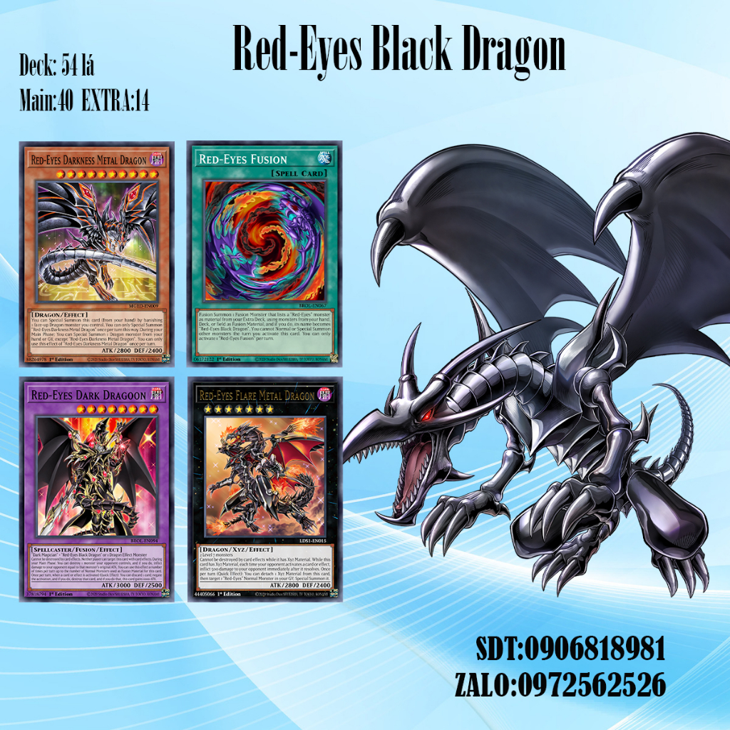  Bài YuGiOh - Bộ 54 lá bài Red-Eyes Black Dragon Deck - Card Game VN Giá Rẻ