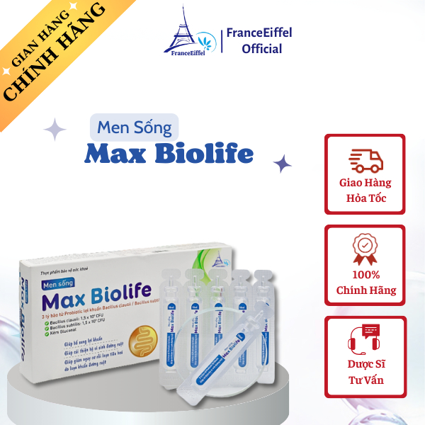 Ống Men Sống Lợi Khuẩn Max Biolife Hỗ Trợ Tiêu Hóa - FranceEiffel Hộp 20 ống