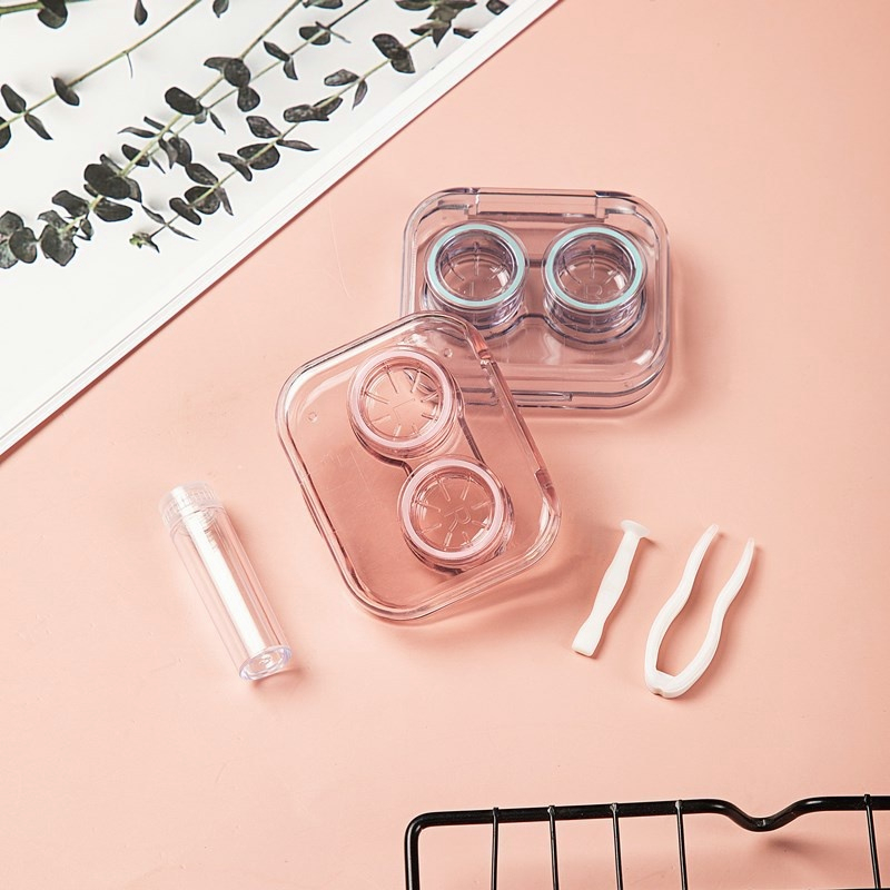 🍒🍒CHERRYKOKO Hộp đựng kính áp tròng Midroo trong suốt kèm dụng cụ đeo kính tiện lợi